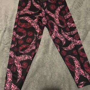 Women’s size xsmall stylish breast cancer pink ribbon leggings
